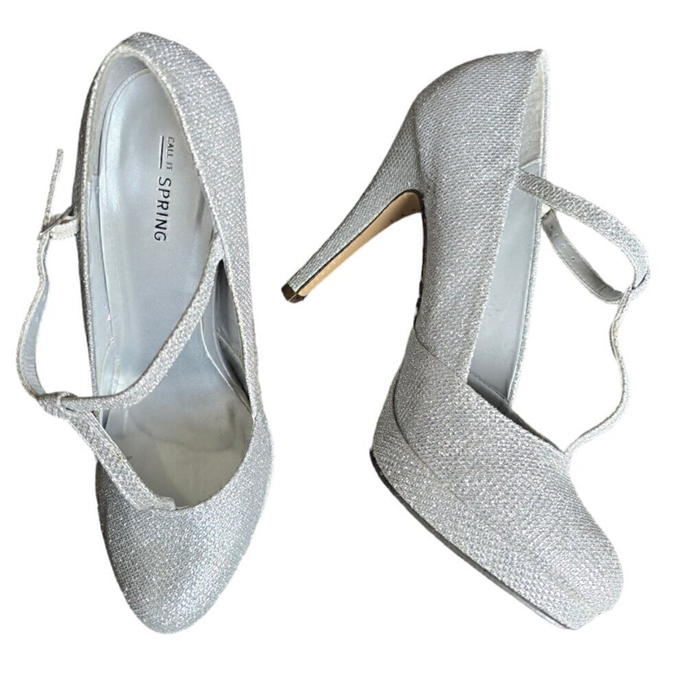 Call IT Spring Women silver pump  Heels Platform shoes. Size 9 - Picture 4 of 6